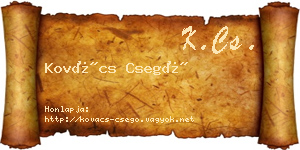 Kovács Csegő névjegykártya